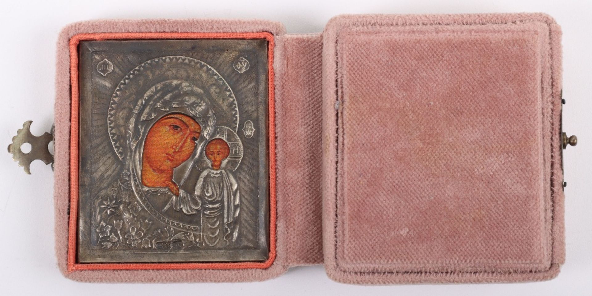 A 19th century (1882-1899) Russian silver triptych icon in travel case, Alexander Sevier, St Petersb - Image 4 of 9