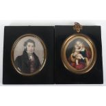 A 19th century portrait miniature on porcelain of a gentleman (cracked)