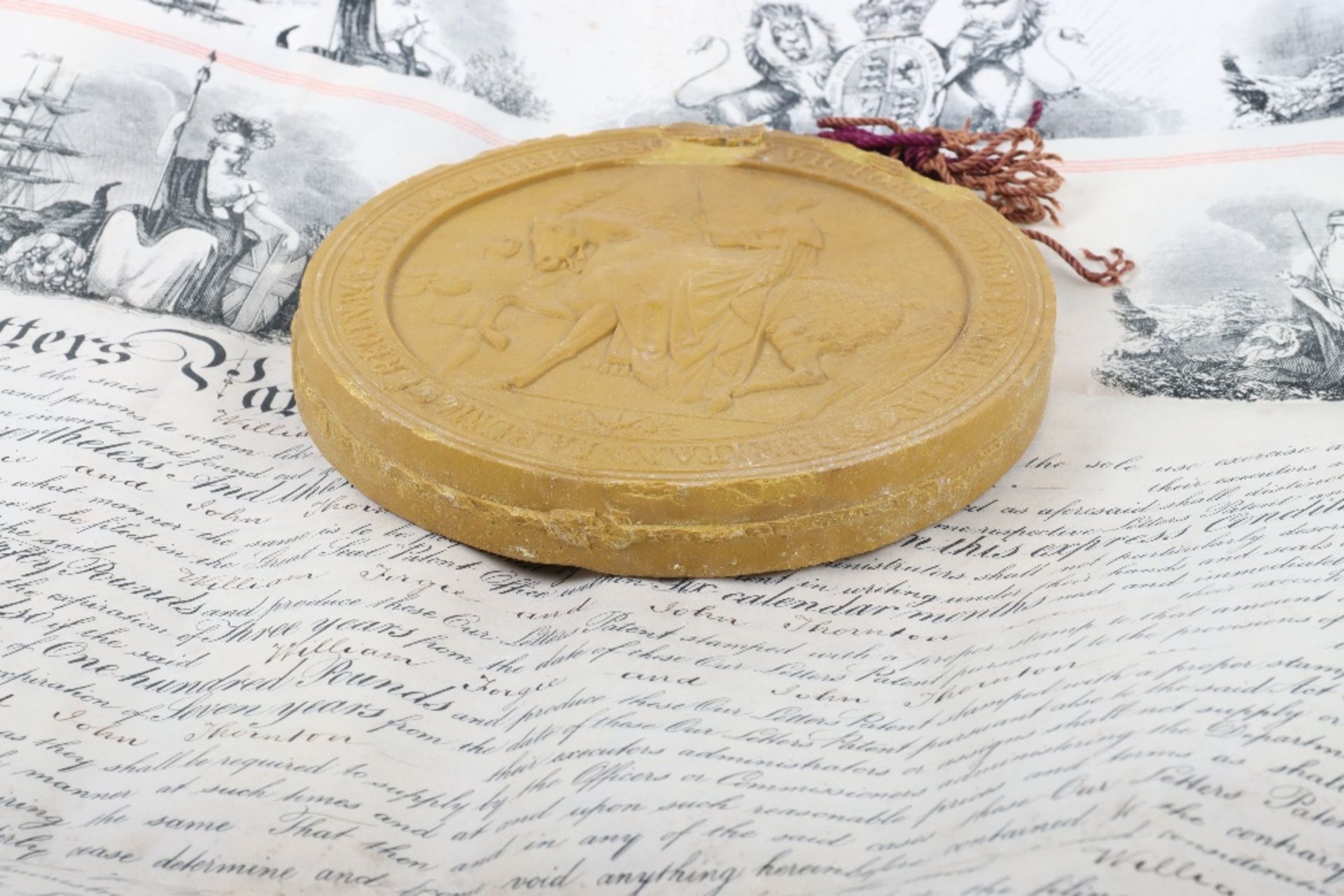 A Victorian wax seal and velum indenture and patent relating to pre RNLI (Royal Naval Lifeboat Insti - Image 4 of 8