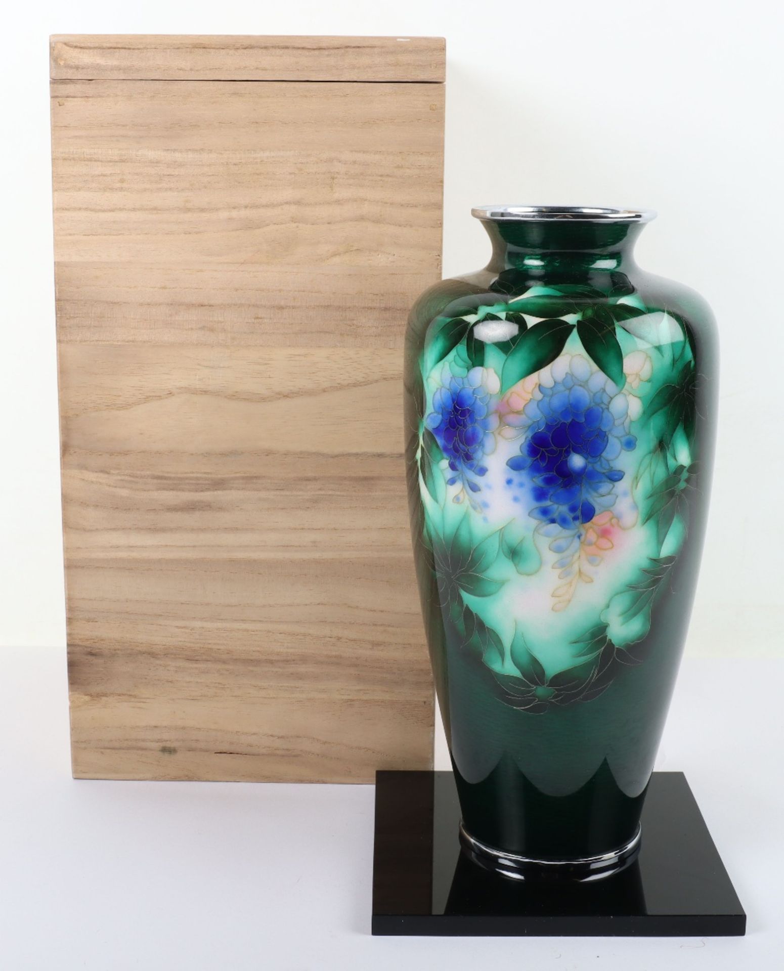 A Japanese 20th century silver mounted ginbari cloisonné vase, Ando studio mark to base