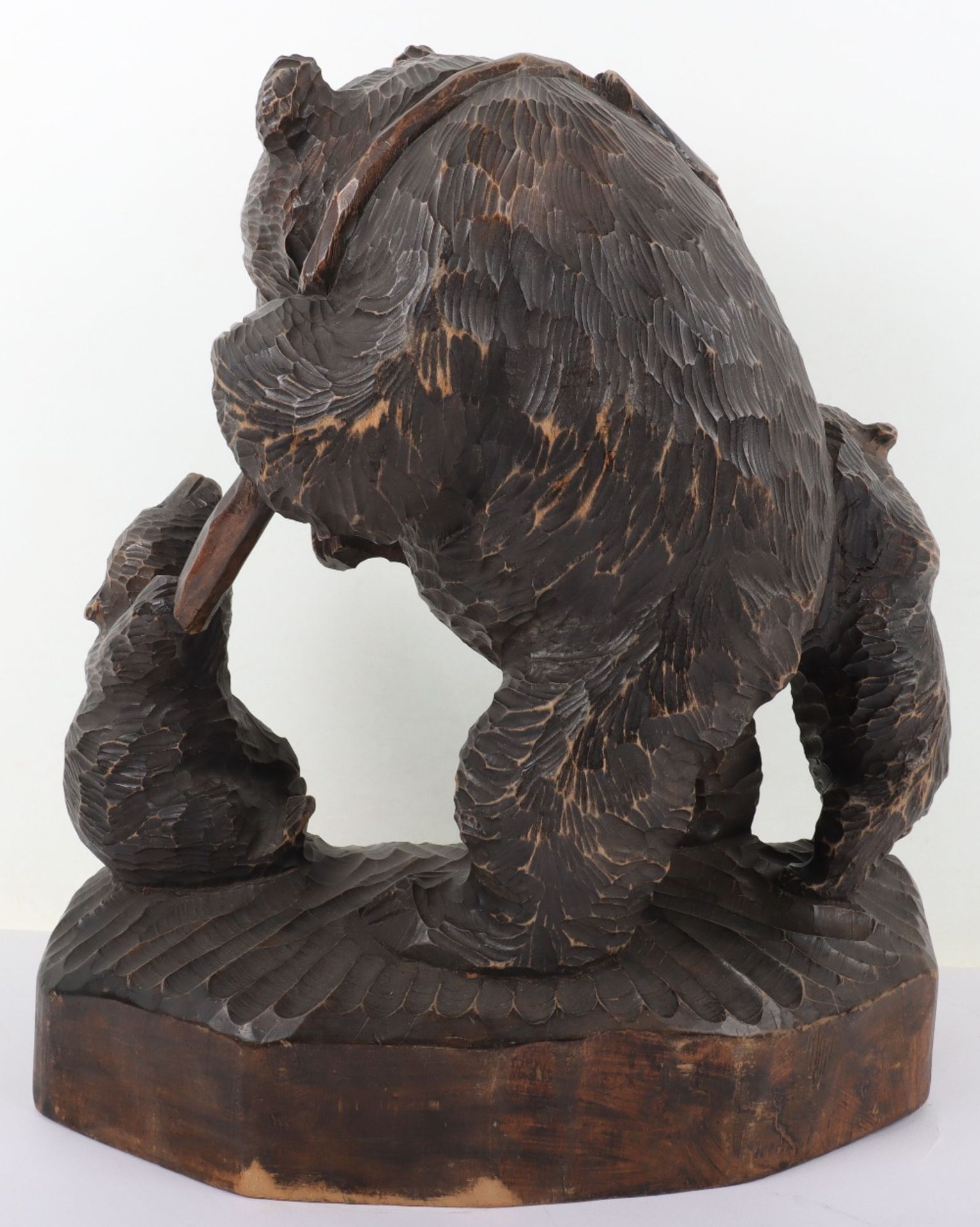 A Japanese wood carved group of bear and two cubs - Image 3 of 7