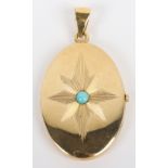 An 18ct gold and turquoise pendant locket