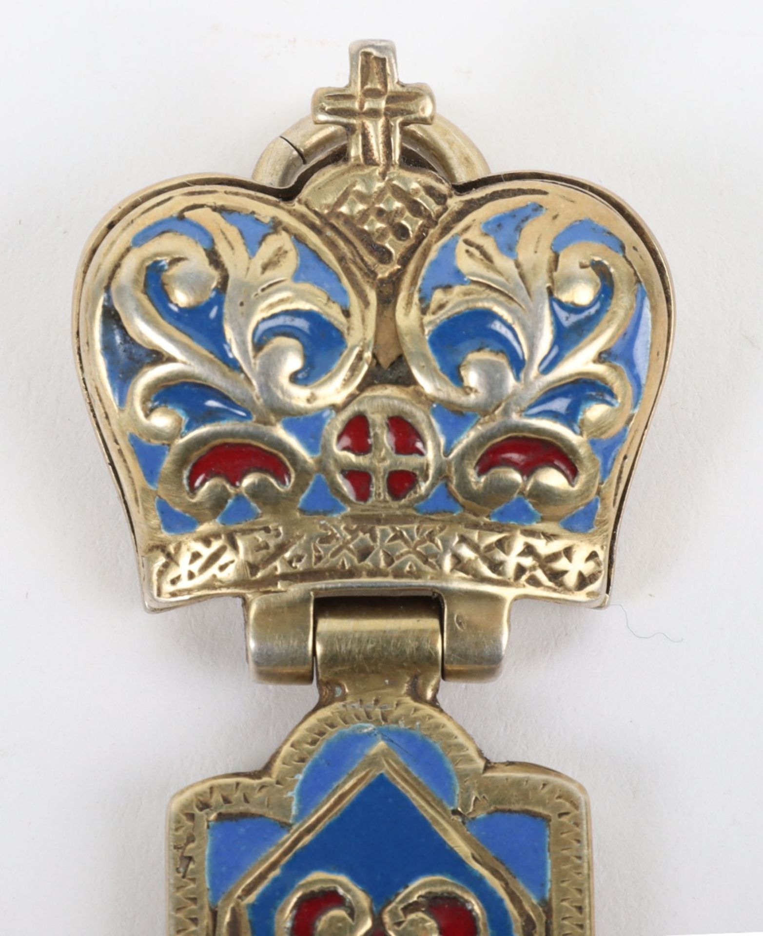 An early 20th century (1908-1926) silver gilt and enamel pectoral cross, St Petersburg - Image 3 of 5