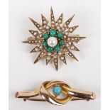 A 9ct gold and turquoise knot design brooch