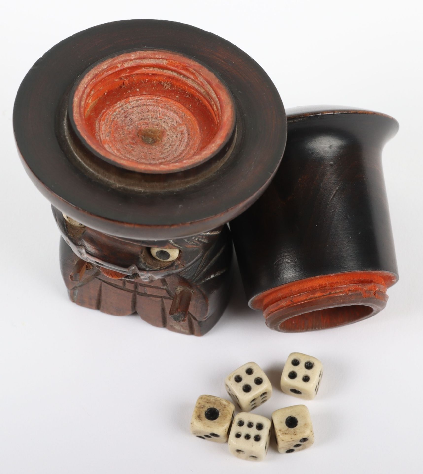 A Japanese Kobe carved wood dice shaker - Image 6 of 7