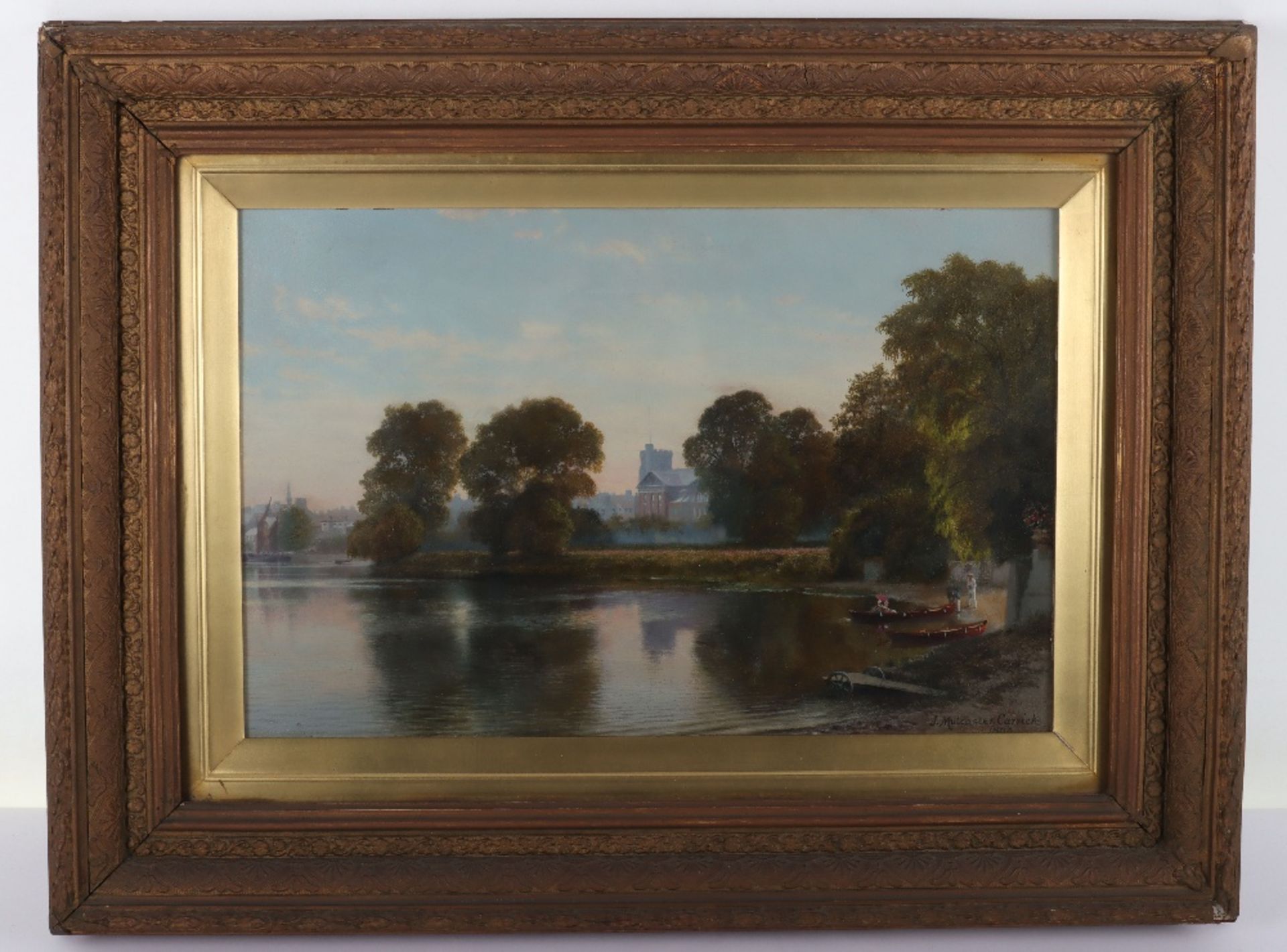 John Mulcaster Carrick (1833-1896), oil on canvas, scene of the Thames at Twickenham