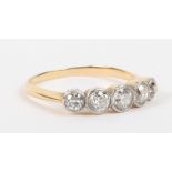 Early 20th century 18ct gold and five stone diamond ring