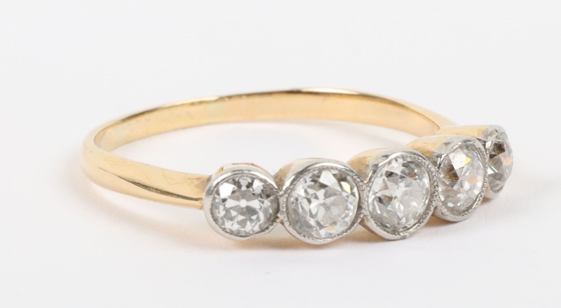 Early 20th century 18ct gold and five stone diamond ring