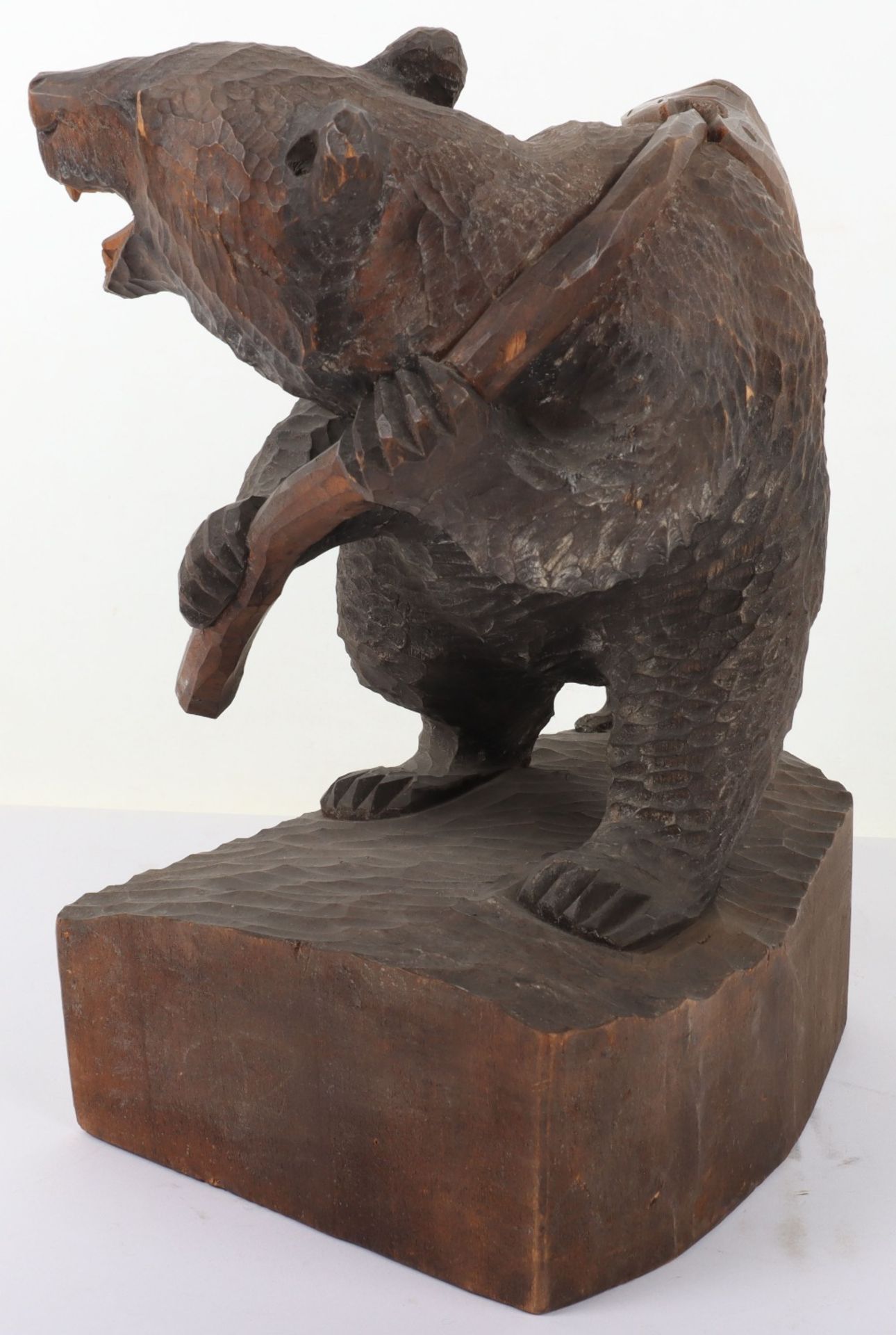 A Japanese wood carved bear and cub - Image 4 of 9