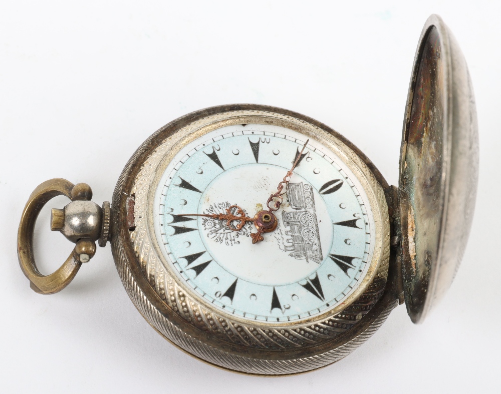 An interesting early 20th century silverplated full hunter pocket watch - Image 3 of 7