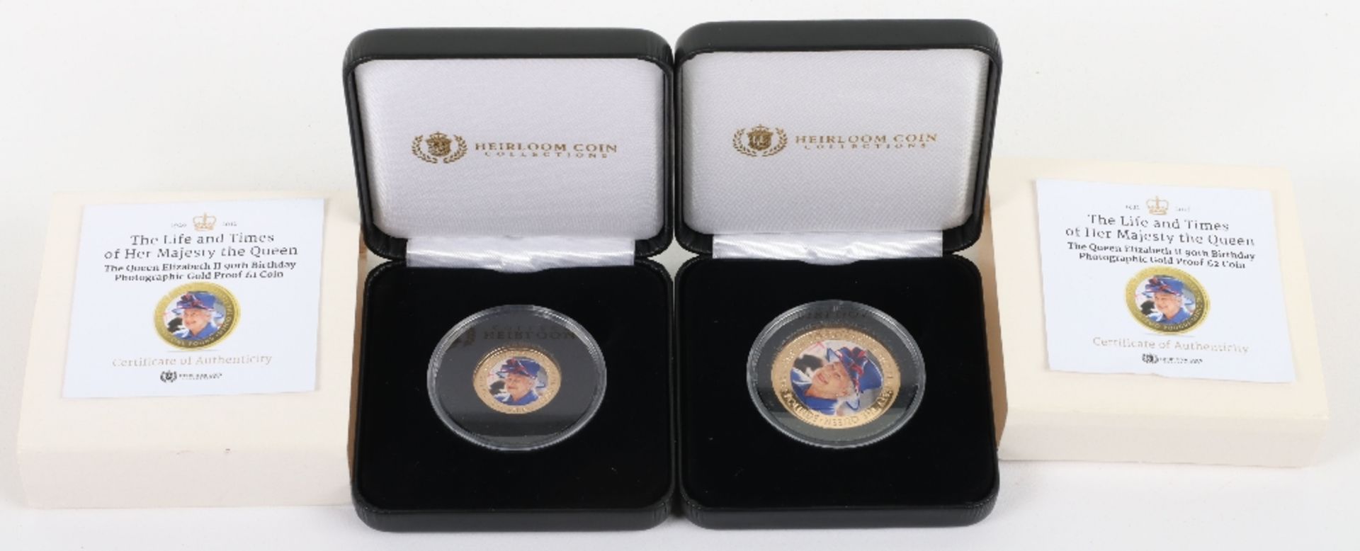 Queen Elizabeth II 90th Birthday 22ct gold Two Pound (16g) and One Pound (8g)