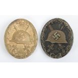 2x WW2 German Black Grade Wound Badges