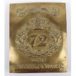 72nd Duke of Albany’s Own Highlanders Cross Belt Plate