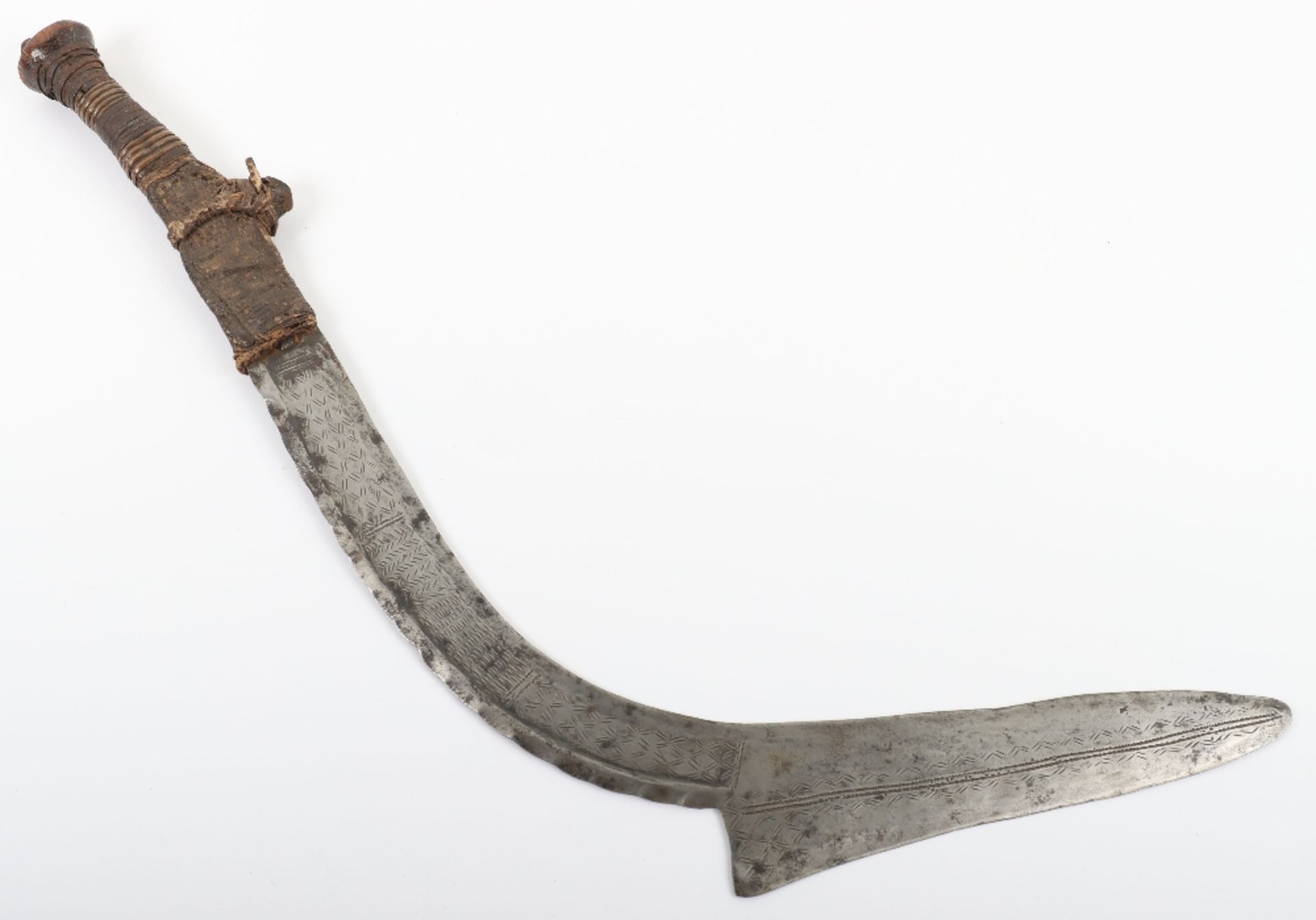Large Curved Banza Throwing Knife Used by the Azande of Southern Sudan