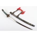 Attractive Japanese Enamel Decorated Sword in Tach Mounts