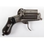 6 Shot 7mm Pin Fire Self Cocking Belgian Pepperbox Revolver