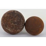 2x Iron Cannonballs Recovered from the Waterloo Battlefield