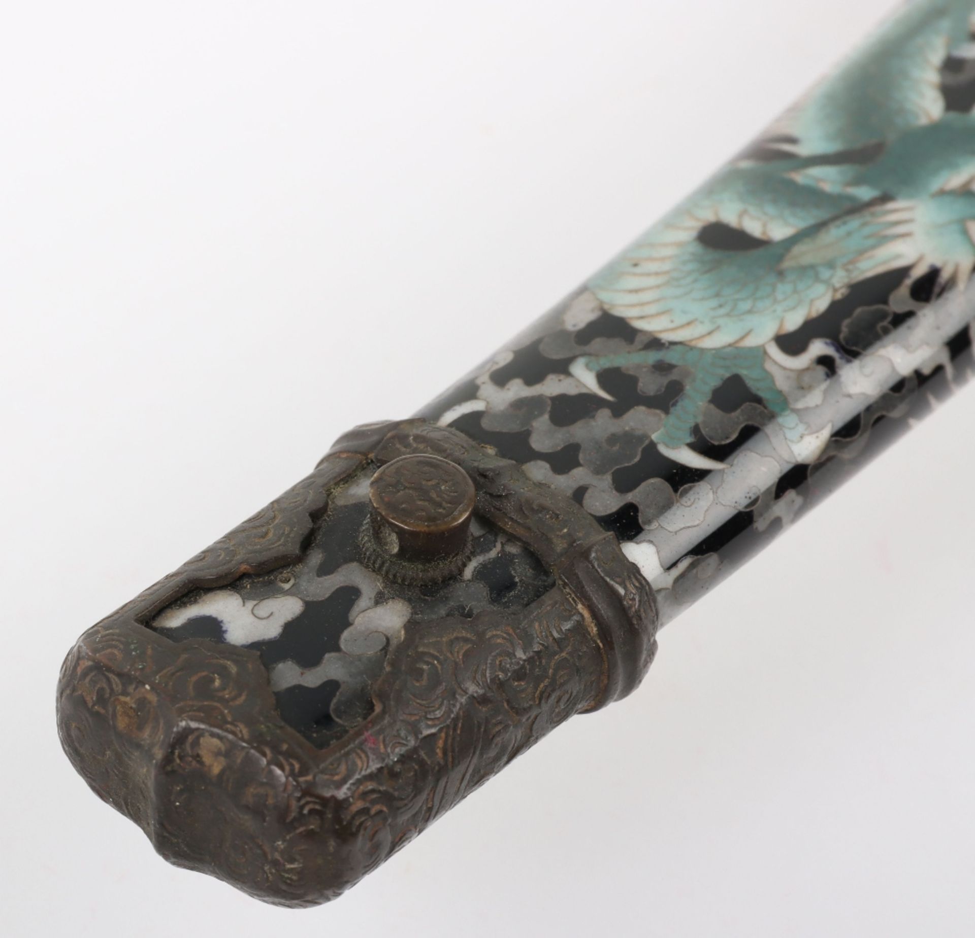 Attractive Japanese Enamel Decorated Sword in Tach Mounts - Bild 9 aus 16