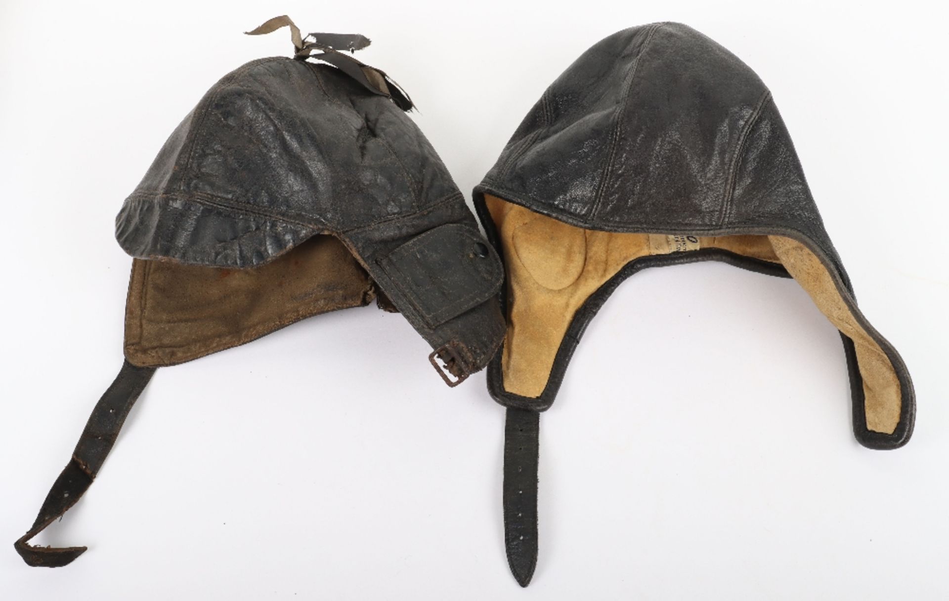 2x Black Leather Flying Helmets - Image 3 of 7