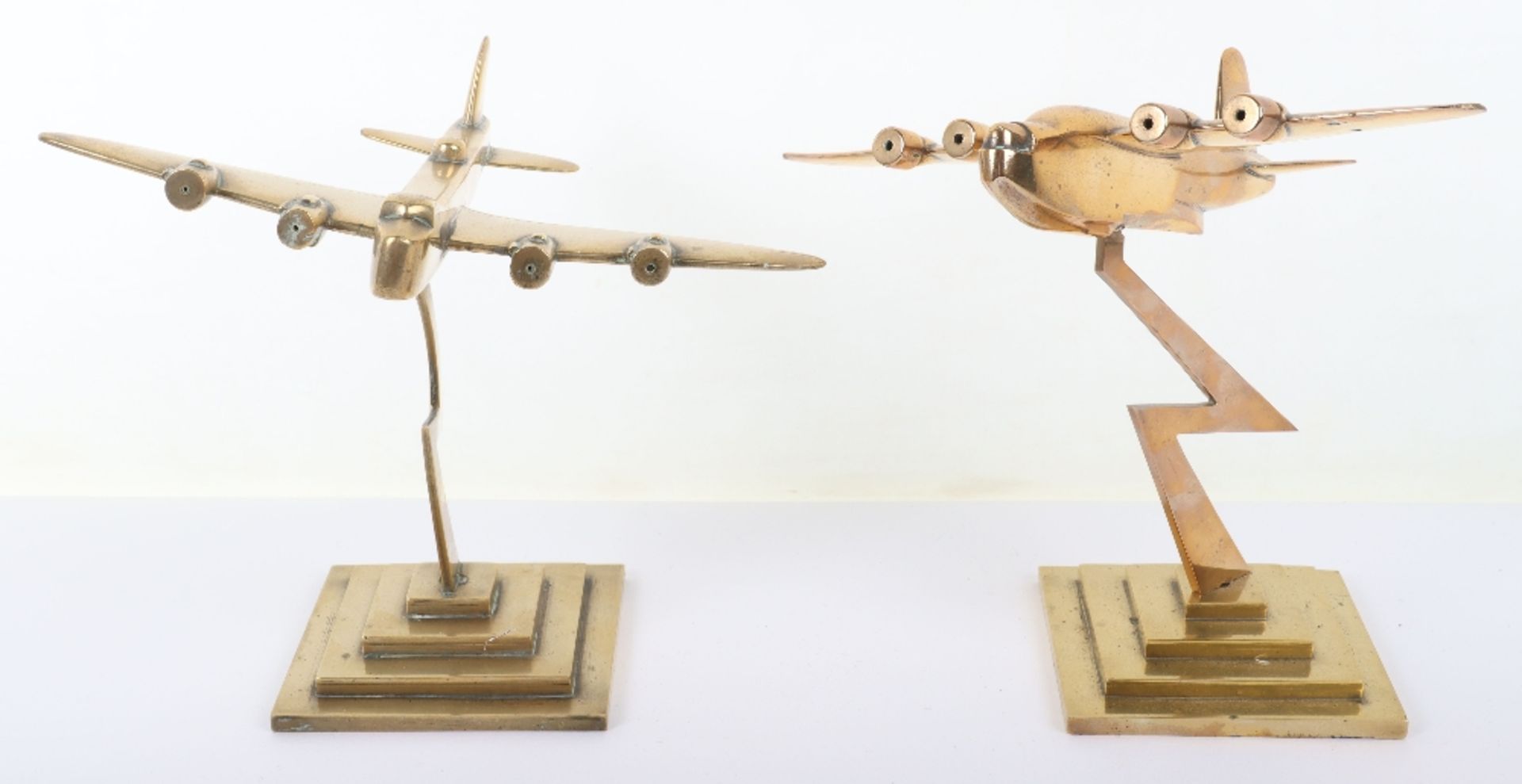 2x Heavy Brass Desk Models of WW2 Four Engine Bomber Aircraft - Image 5 of 5