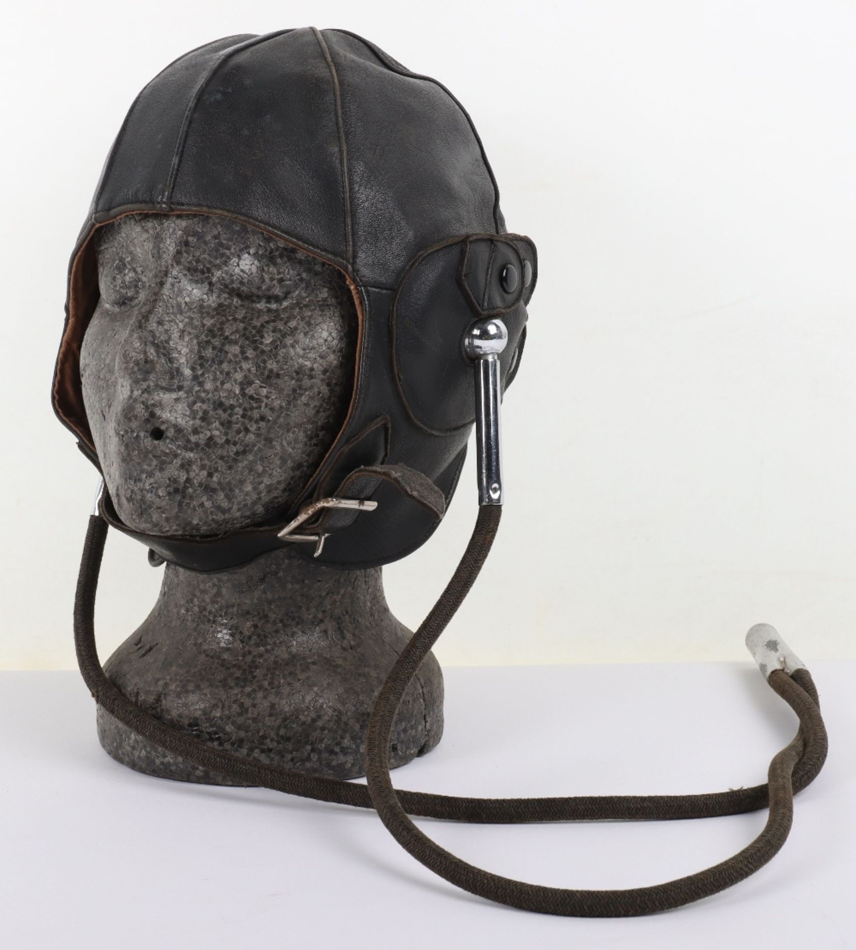 British Lewis Pattern Leather Flying Helmet with Gosport Tubes - Image 2 of 10
