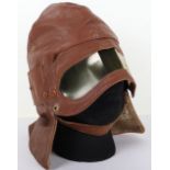 One Piece Leather Flying Helmet & Goggles Combination