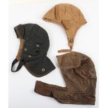 3x Early Leather Flying Helmets