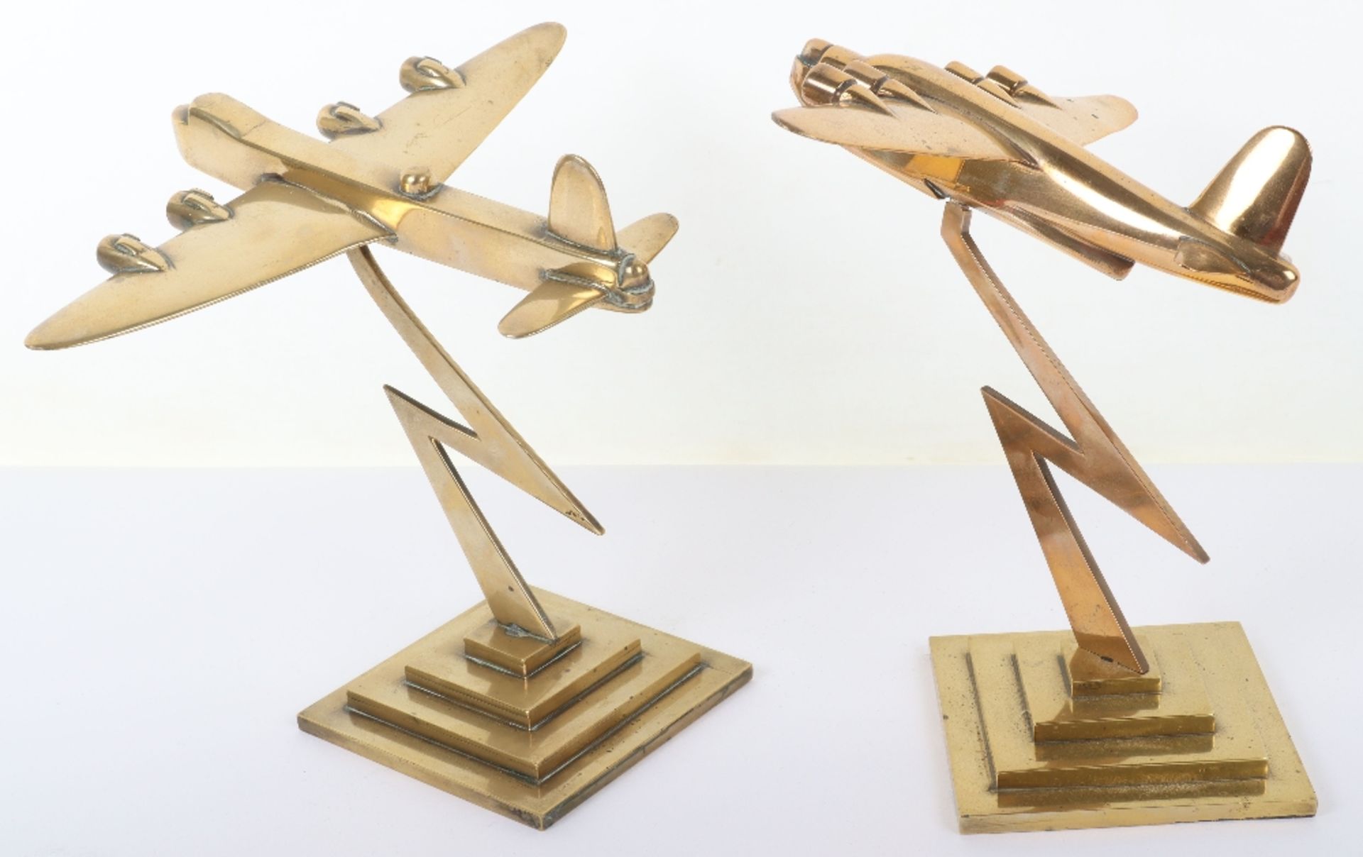 2x Heavy Brass Desk Models of WW2 Four Engine Bomber Aircraft - Image 3 of 5