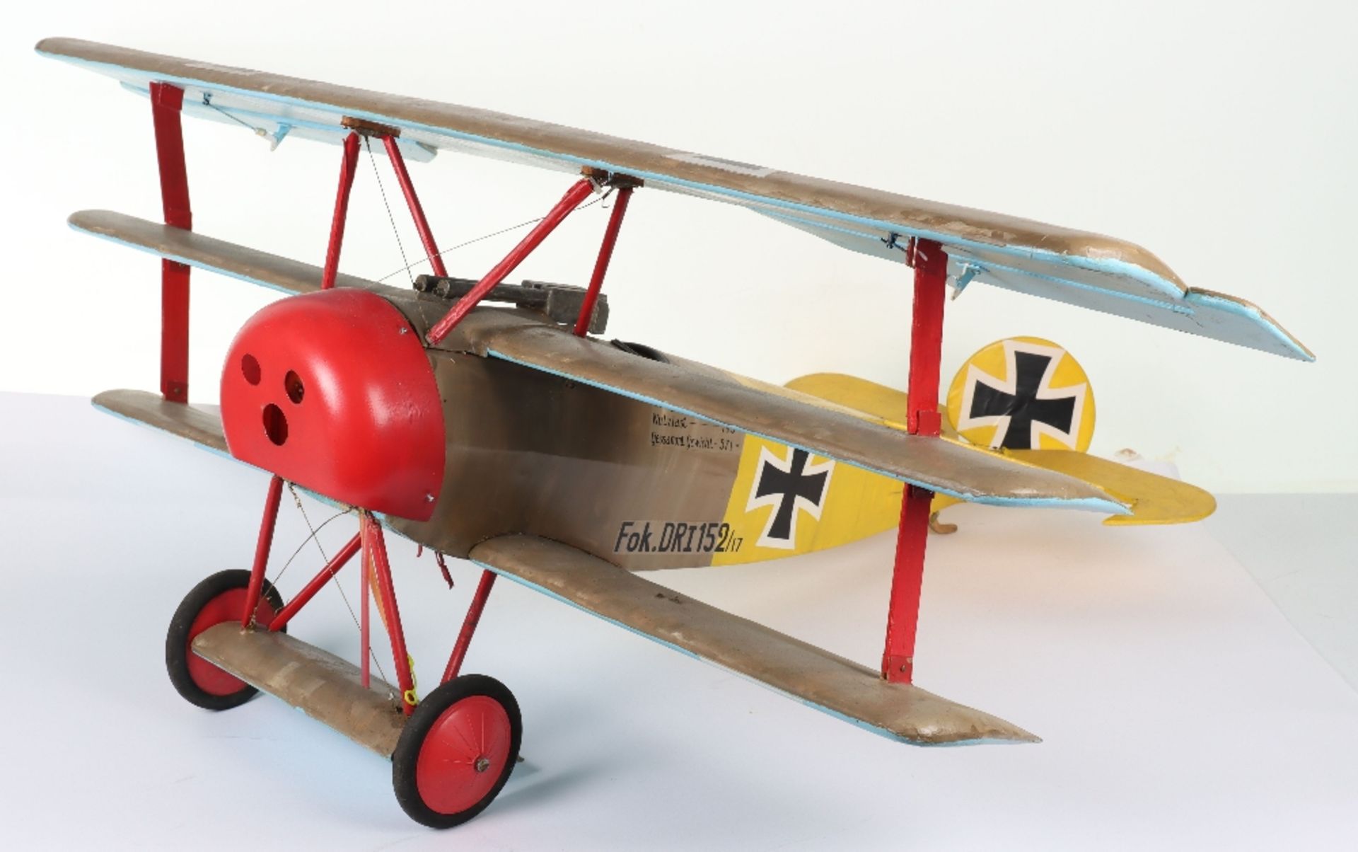 Large Scratch Built Working Model of a WW1 German Fokker Dr1 Triplane