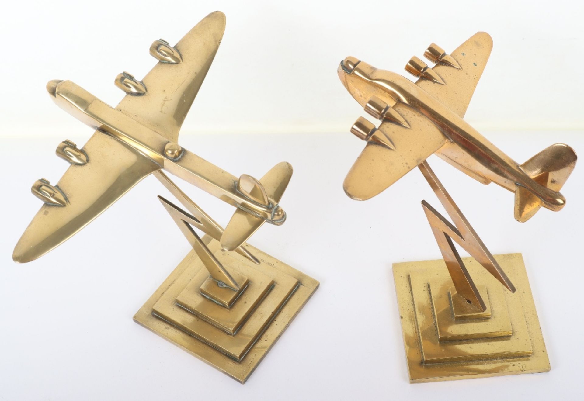 2x Heavy Brass Desk Models of WW2 Four Engine Bomber Aircraft - Image 4 of 5