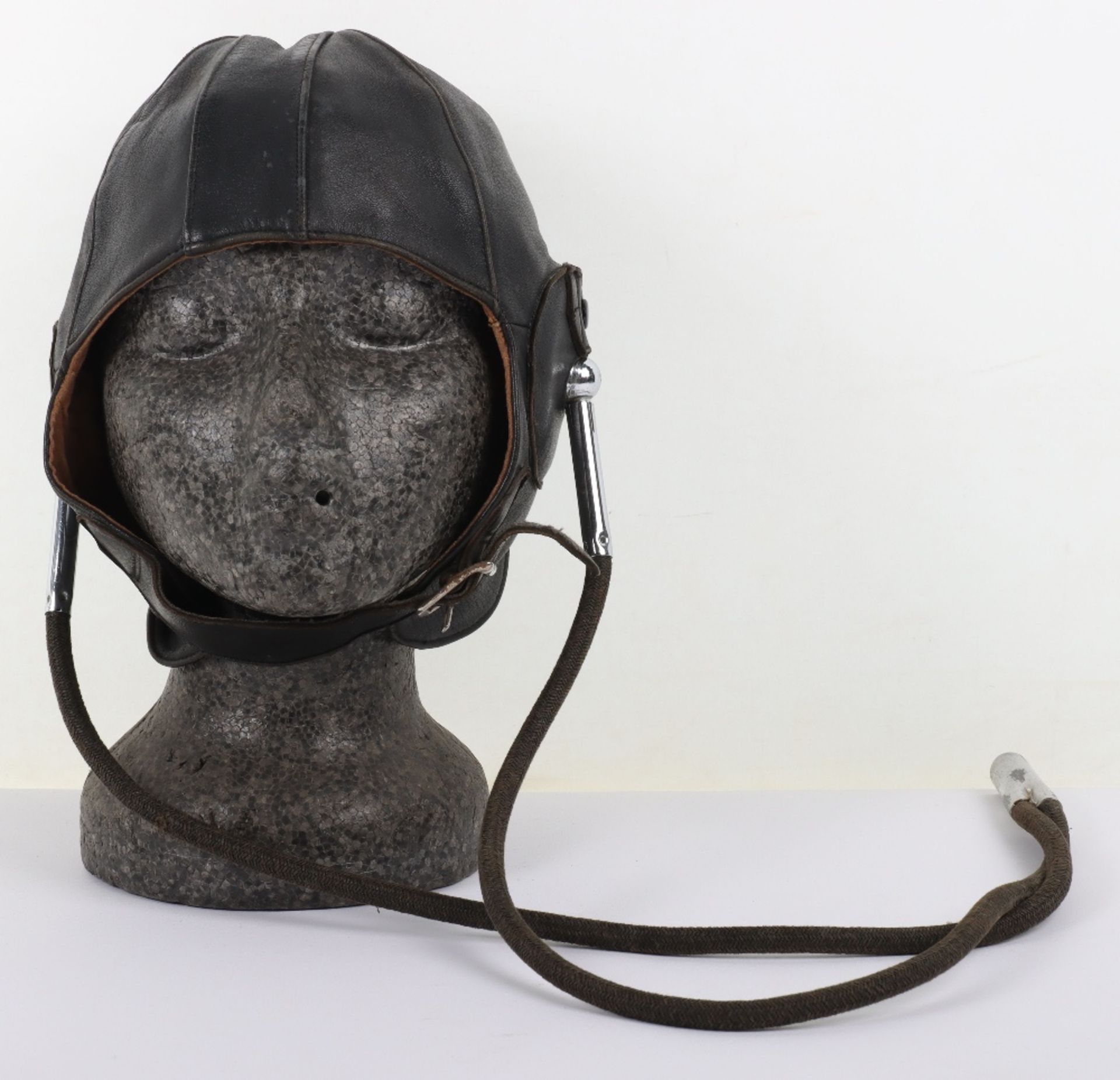 British Lewis Pattern Leather Flying Helmet with Gosport Tubes - Image 10 of 10