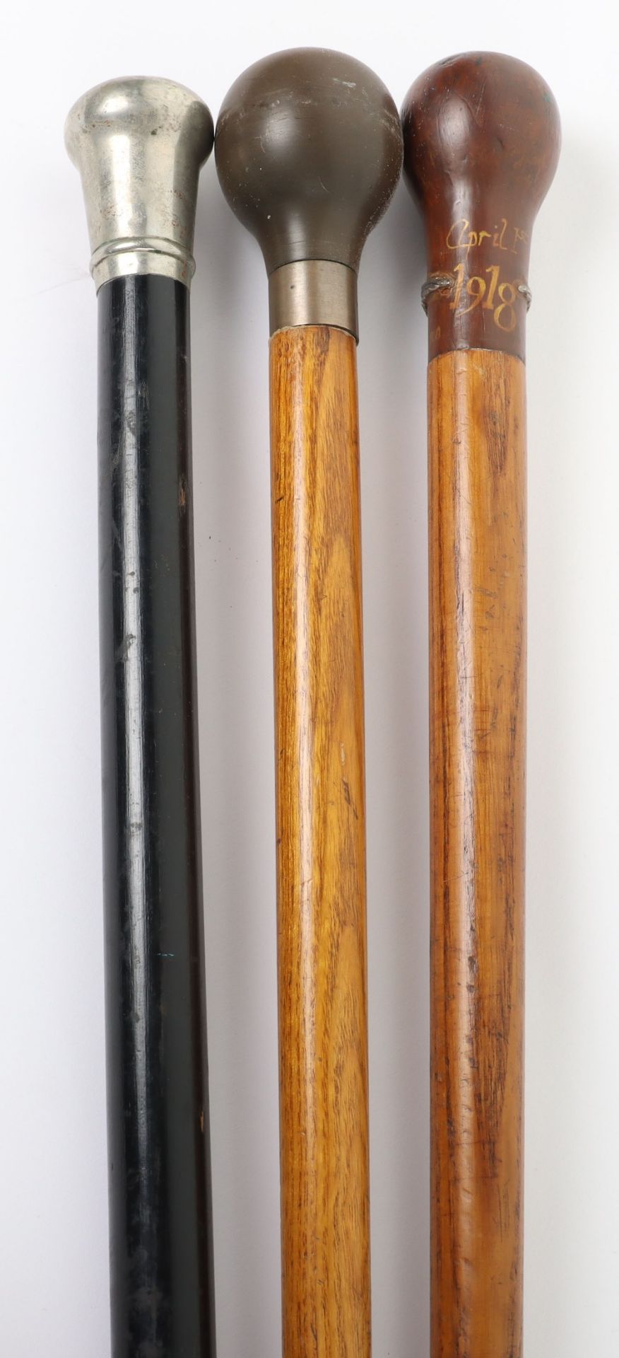 3x Great War Period RAF Sergeant Majors Staffs / Pace Sticks