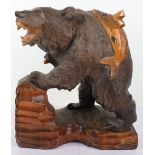 A Japanese carved wood bear, 20th century