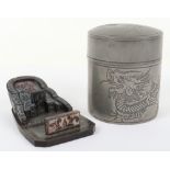 A 20th century Chinese Kuthing Satow pewter tea caddy