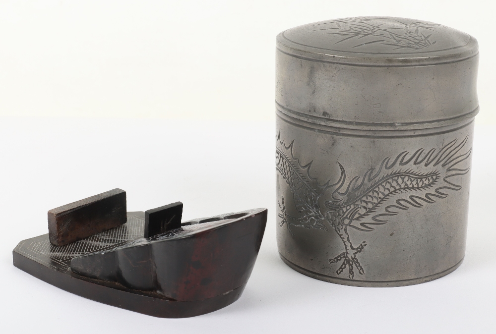 A 20th century Chinese Kuthing Satow pewter tea caddy - Image 2 of 4