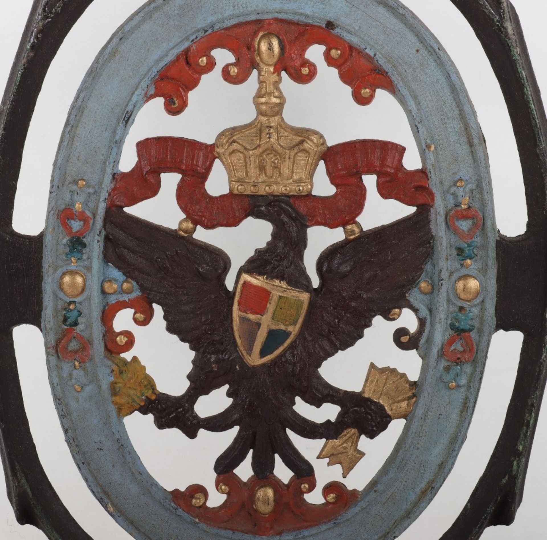 Interesting Painted Cast Iron Gate Emblem of Prussian Eagle - Bild 2 aus 3