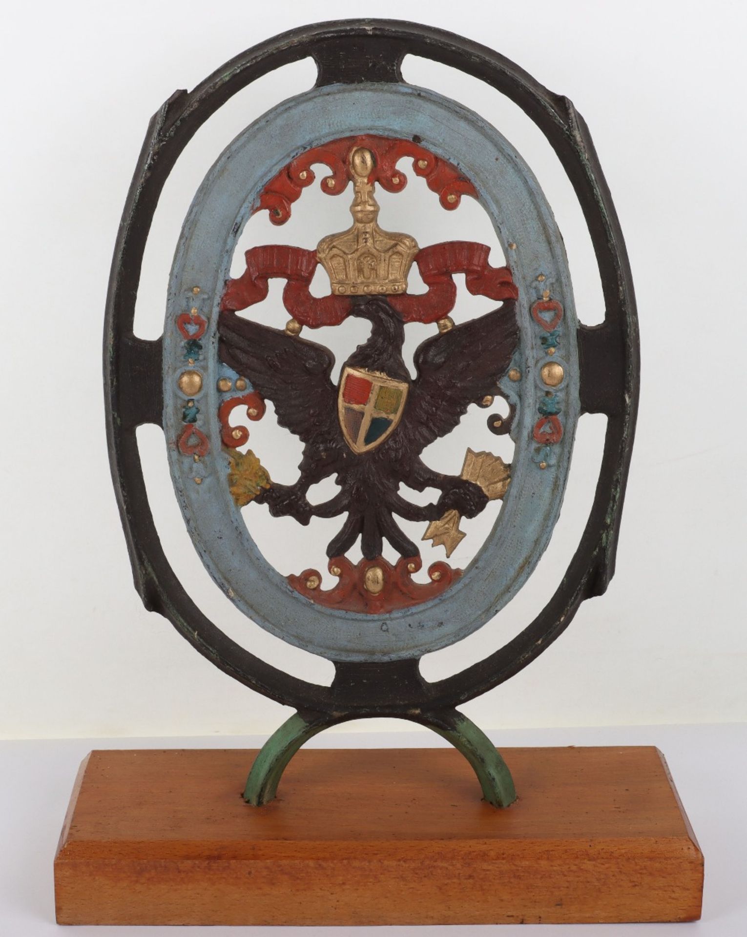 Interesting Painted Cast Iron Gate Emblem of Prussian Eagle