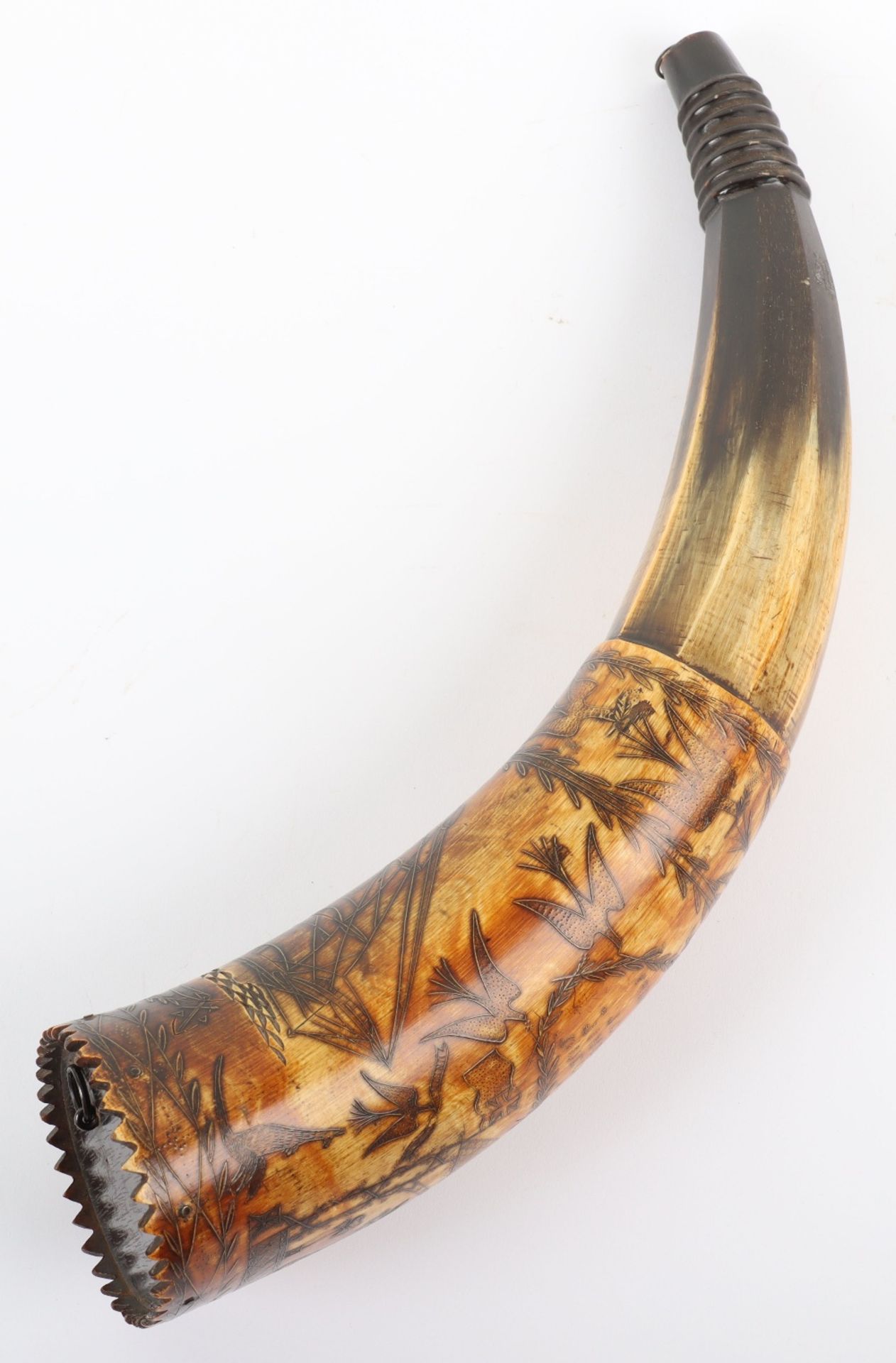 Good Australian Colonial Period Scrimshaw Engraved Cow Horn Dated 1862 - Bild 2 aus 10