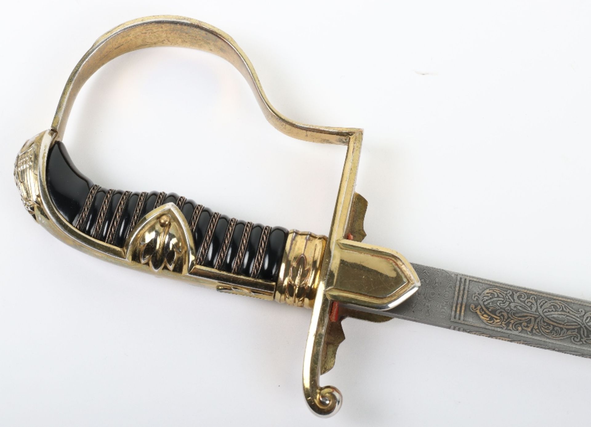 Superb and Rare WW2 German Army Prinz Eugen Pattern Dress Sword with Gold and Damascus Presentation - Bild 8 aus 15