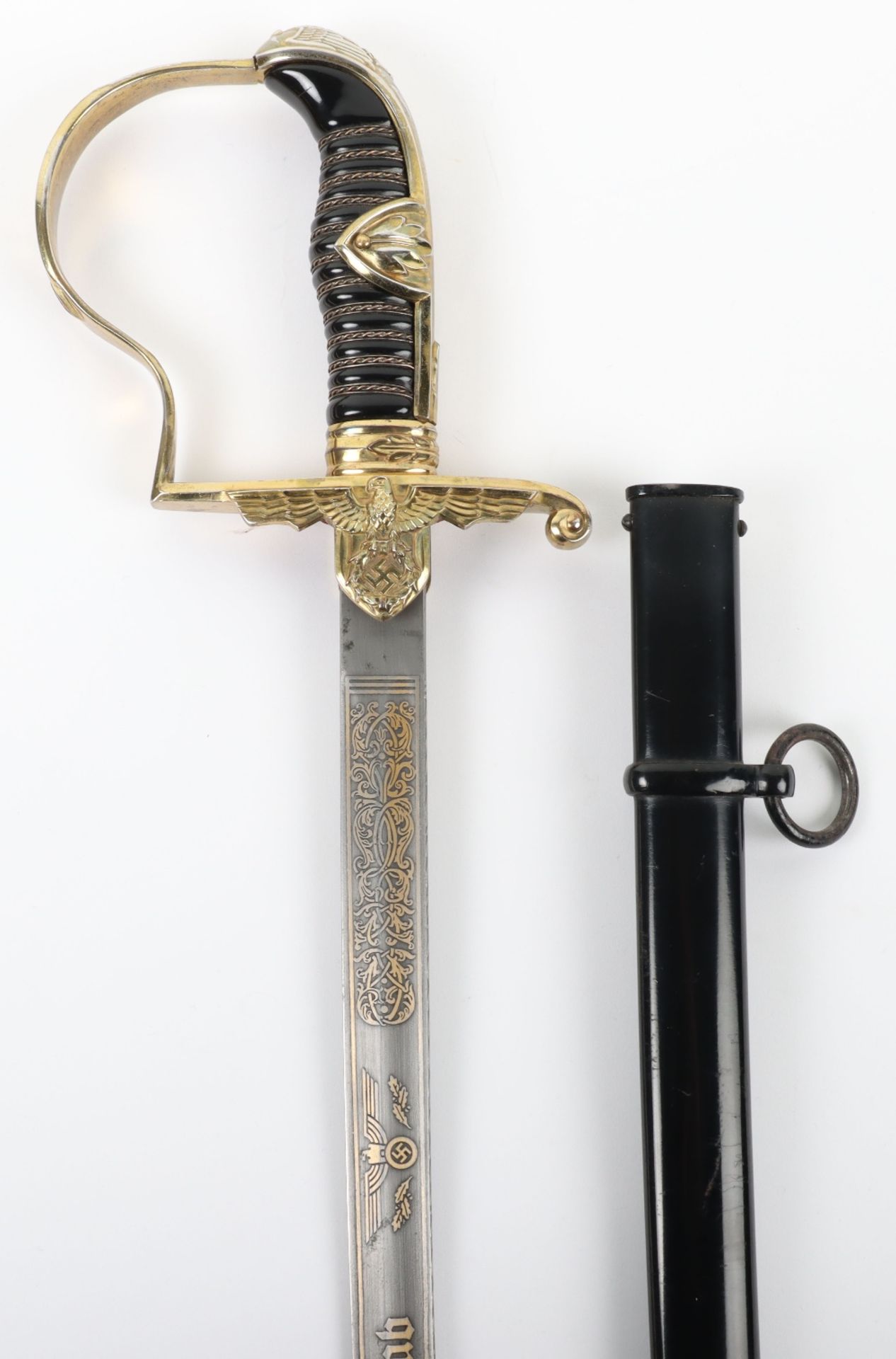 Superb and Rare WW2 German Army Prinz Eugen Pattern Dress Sword with Gold and Damascus Presentation