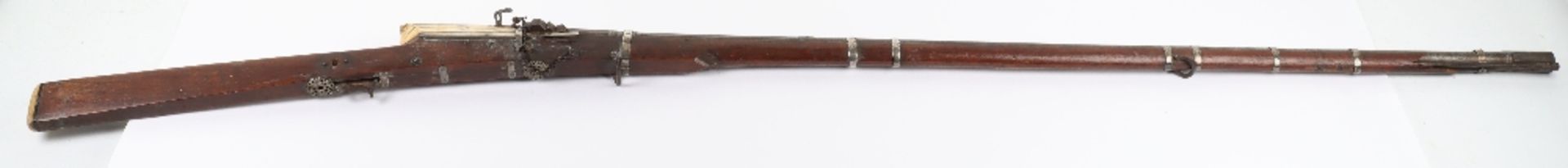 ^ Good Quality 25 Bore Indian Matchlock Gun Torador from Rajasthan, Probably Rajput c.1800