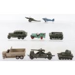Selection of play worn Dinky Toys Military diecast models