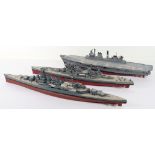 Seven kit-built 1/350 scale model battleships