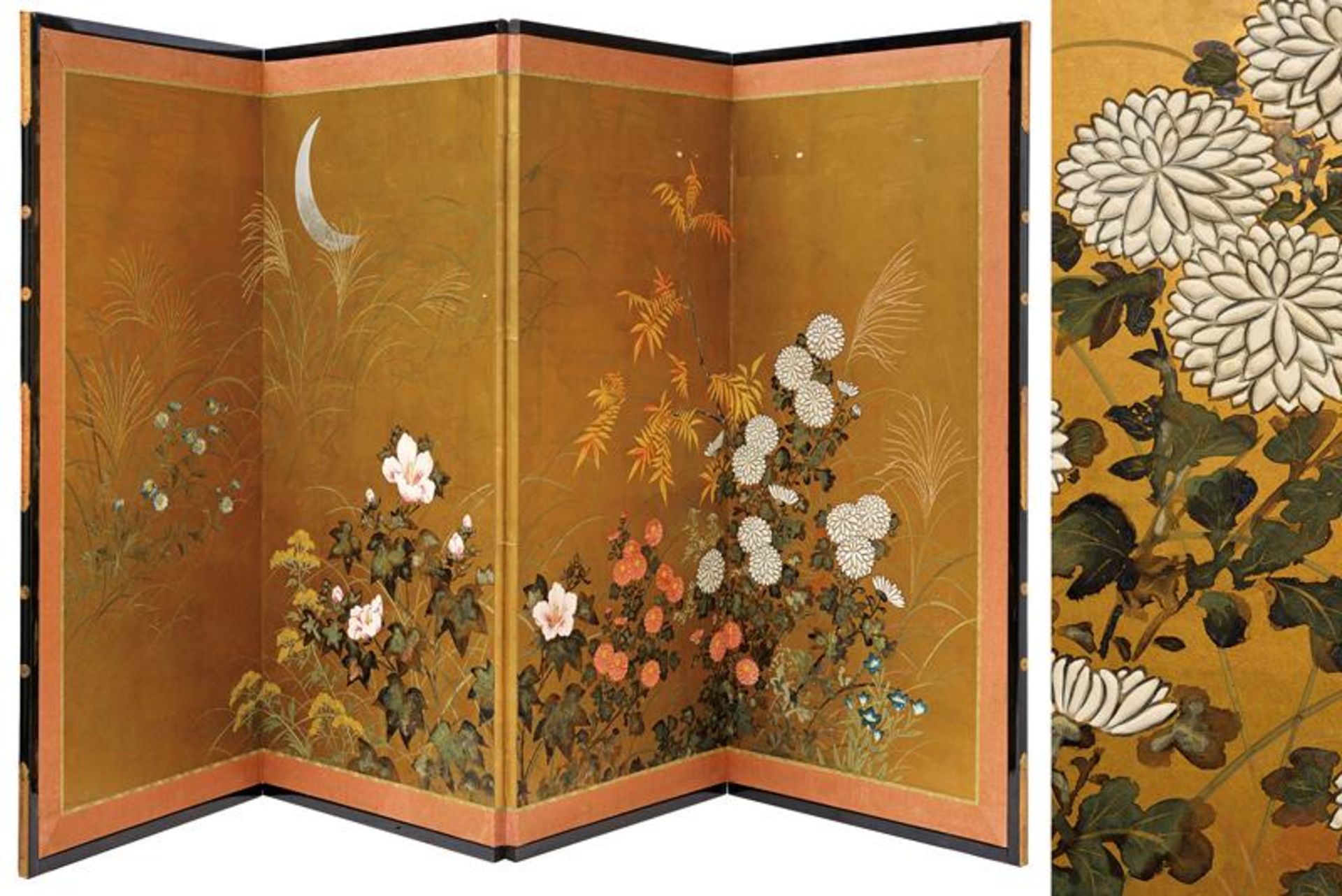 A four-panel screen