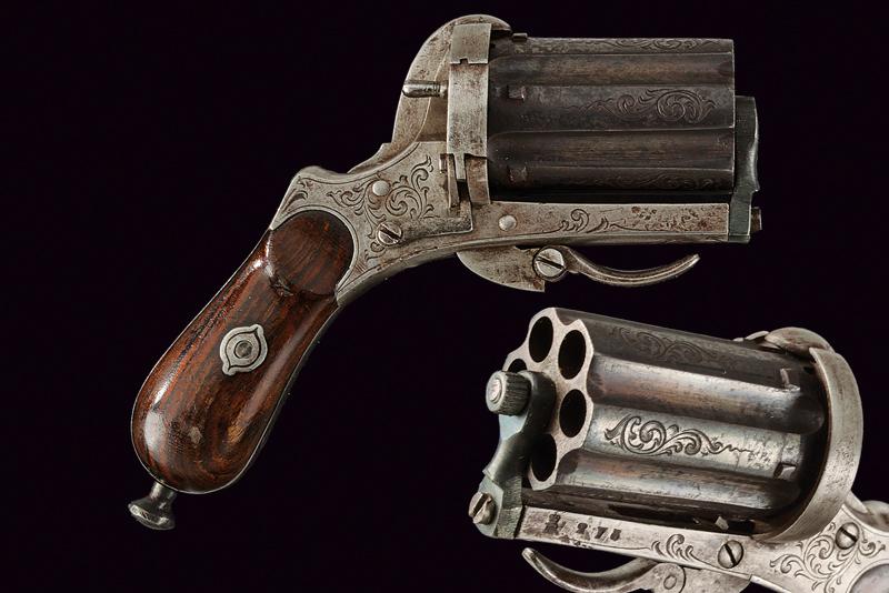 A pin-fire pepperbox revolver