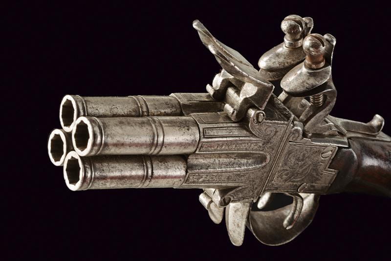 A rare four barrelled flintlock boxlock pistol - Image 3 of 7