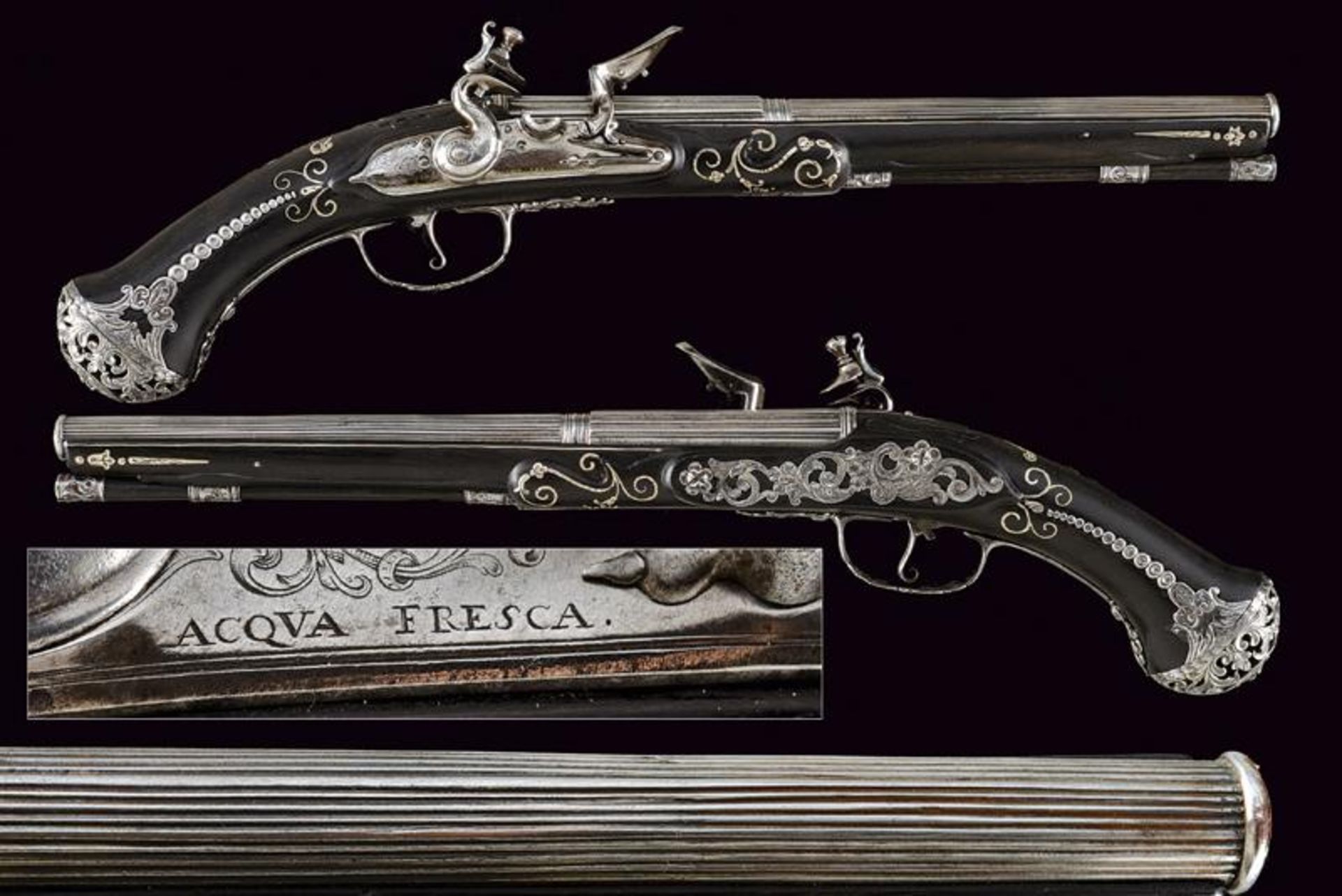 An important pair of flintlock pistols by Acqua Fresca