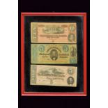 A lot of three confederate banknotes of Richmond