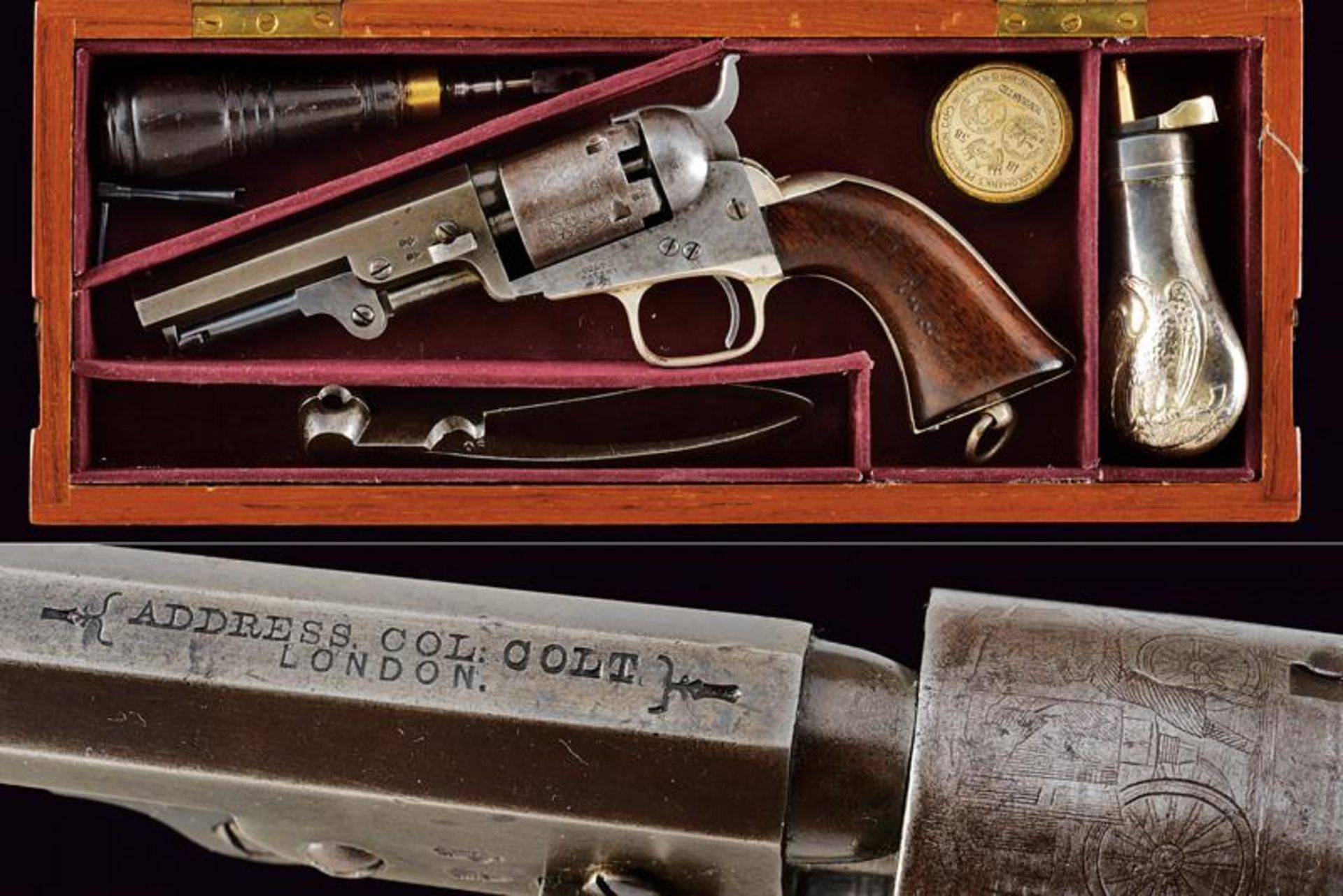 A cased Colt Model 1849 Pocket Revolver