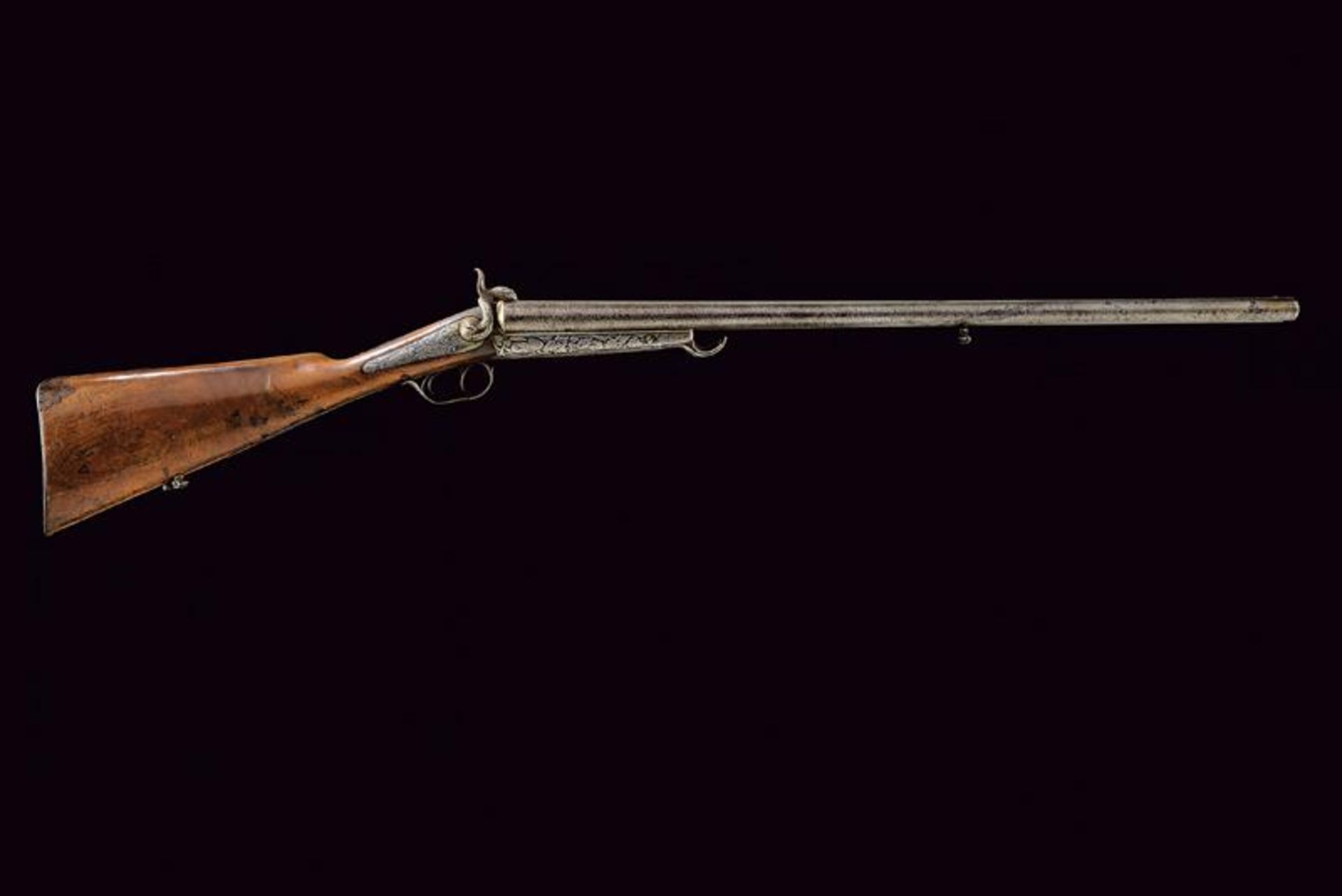 A fine double barrelled pin fire gun by Bastin - Bild 8 aus 8